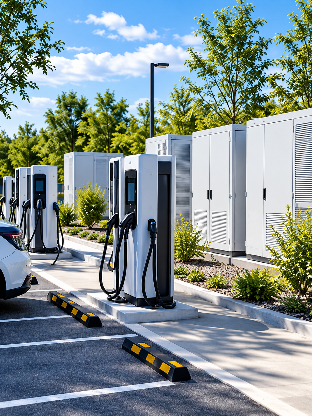 Battery-Buffered EV Fast Charging System Battery energy storage system supporting DC fast charging at an EV charging station