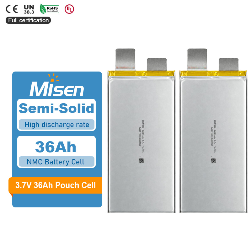 Misen 10487191 3.7V 36Ah 180A Continuous Discharge Semi-Solid NCM Pouch Battery Cell