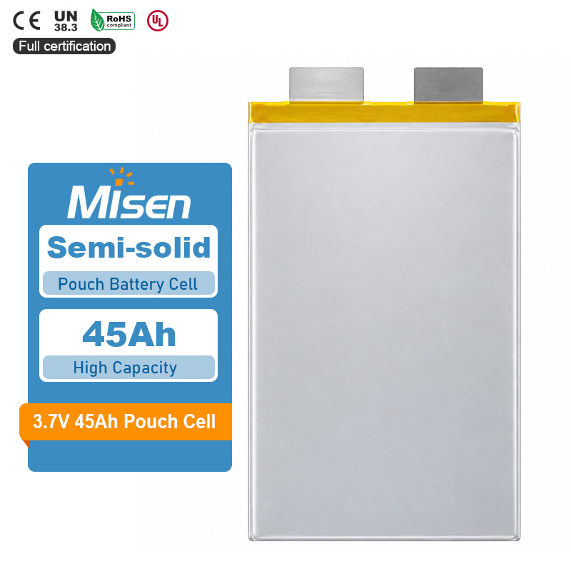 3.7V 45Ah 135A Continuous Discharge Semi-Solid NCM Pouch Battery Cell