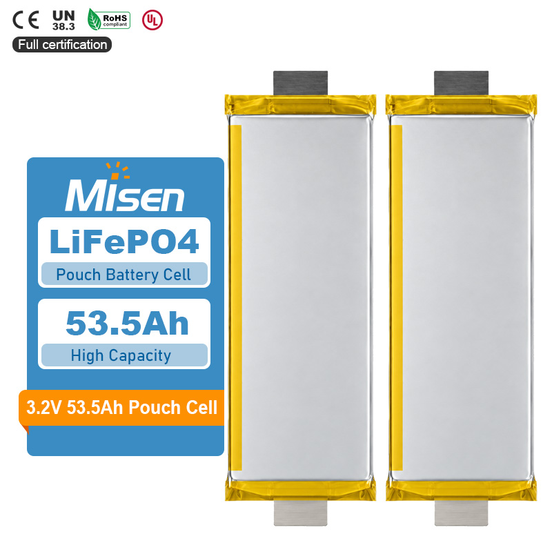 Misen 3.2V 53.5Ah Rechargeable LiFePO4 Pouch Battery Cell