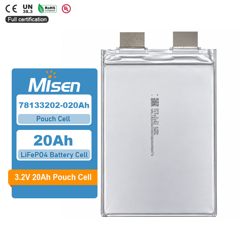 Misen 78133202-020Ah 3.2V 20Ah 20A Continuous Discharge Rechargeable LiFePO4 Pouch Battery Cell